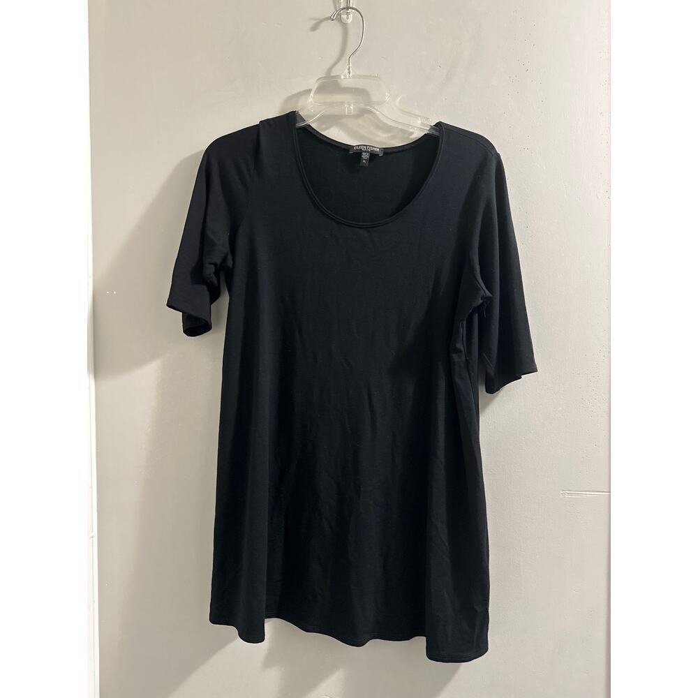 Eileen Fisher Black short sleeve‎ top Large Petite